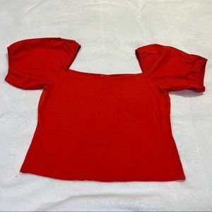 Never worn red poof sleeve top